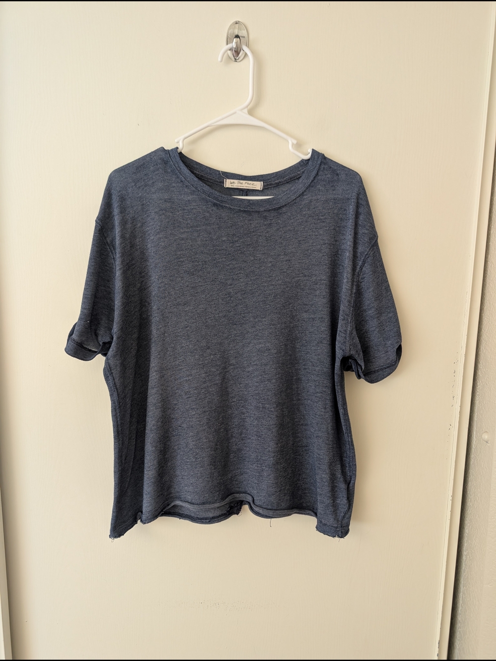 We The Free Womens Small Oversized Short Sleeve T-shirt Blue Lounge Casual Basic